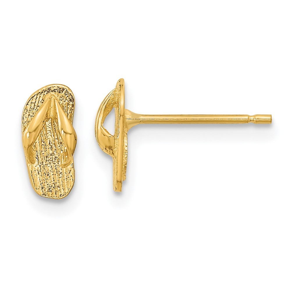 14k Yellow Gold Polished Flip Flop Summer Jewelry Post Earrings